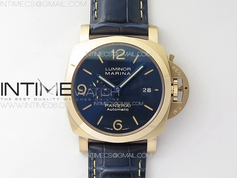 Pre Order PAM1114 RG VSF 1:1 Best Edition Blue Dial on Blue Leather Strap P.9010 Super Clone
